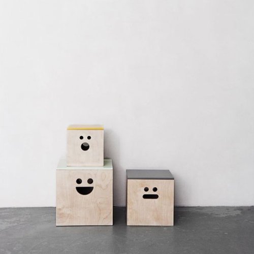 Set de 3 boîtes Faces - Bois